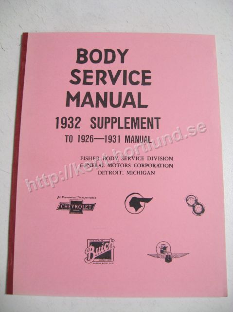 1932 Body Service Manual Supplement