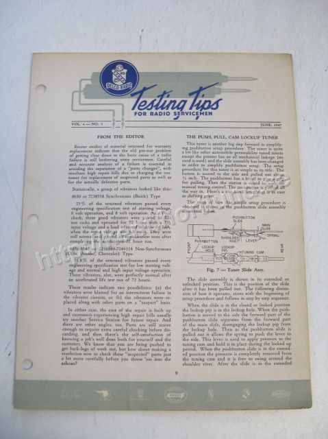 1947 Delco Radio Testing tips for radio servicemen June 1947