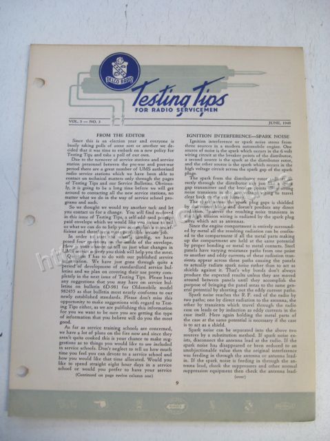 1948 Delco Radio Testing tips for radio servicemen June 1948