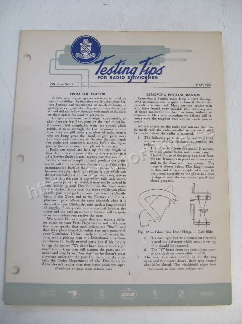 1948 Delco Radio Testing tips for radio servicemen May 1948