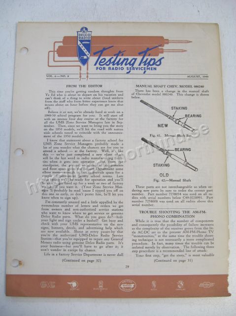 1949 Delco Radio Testing tips for radio servicemen August 1949