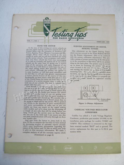 1950 Delco Radio Testing tips for radio servicemen February 1950