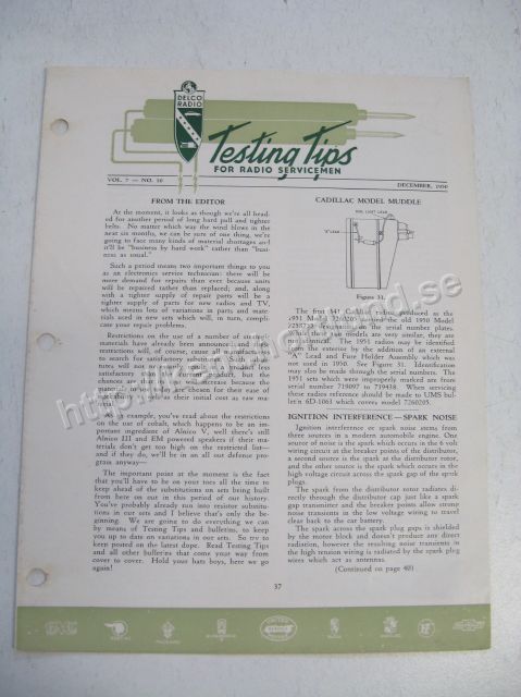 1950 Delco Radio Testing tips for radio servicemen December 1950