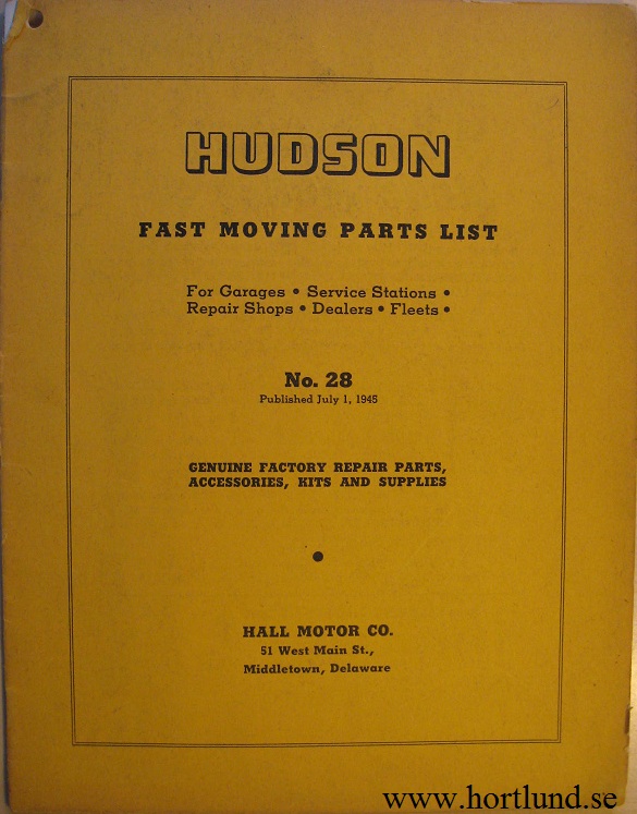 1934-1942 Hudson Fast Moving Parts List