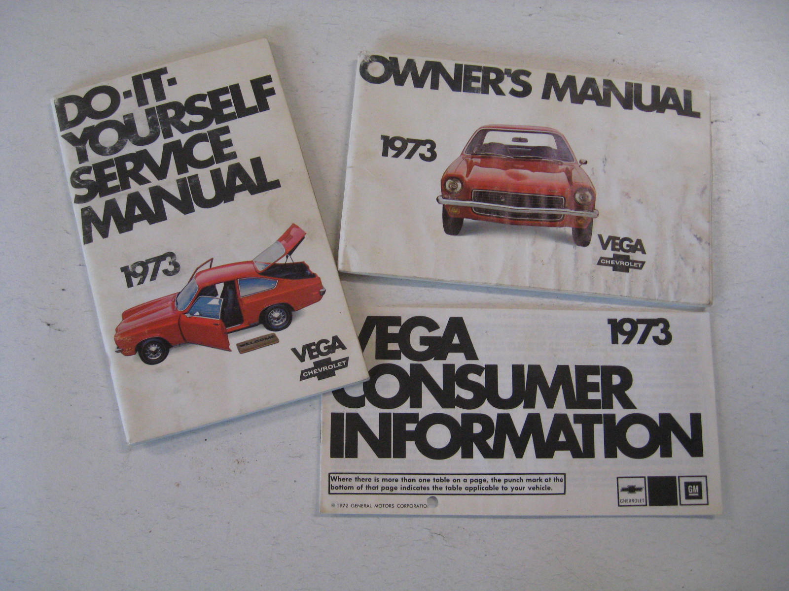1973 Chevrolet Vega Owners Manual + Do it yourself Service Manual + Vega Consumer Information