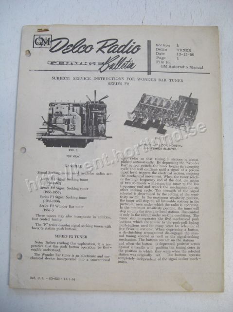 1950-57 Delco Radio Service Bulletin 12-15-56