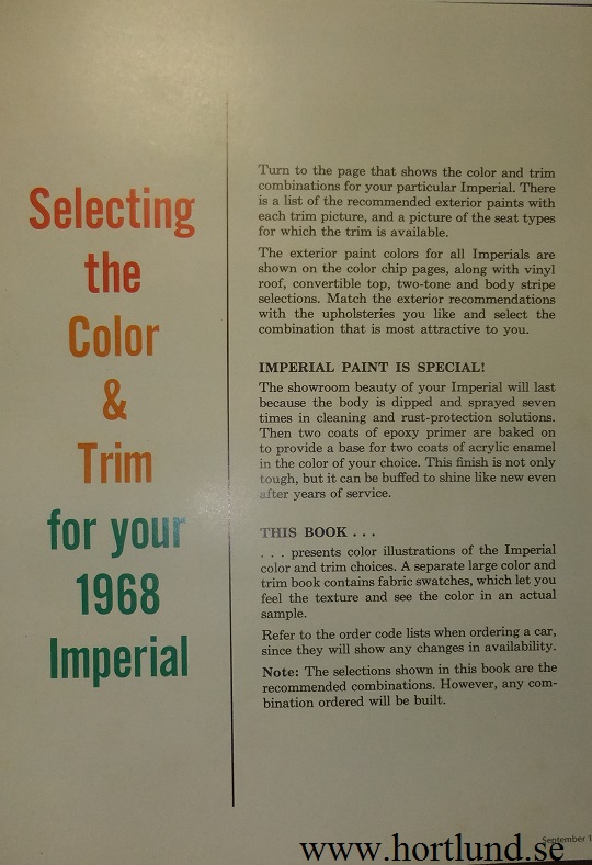 1968 Imperial Color and Trim - 2