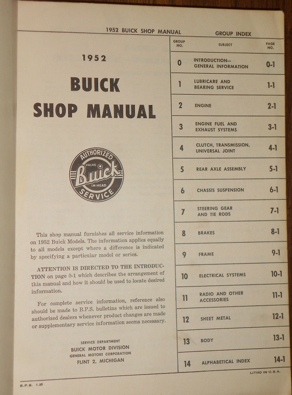 1952 Buick Shop Manual - 2