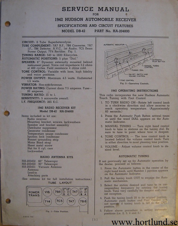 1942 Hudson Radio Service Manual