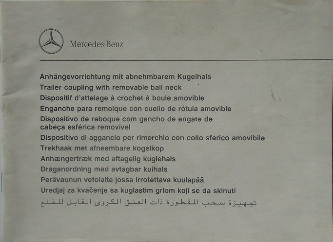 1992 Mercedes-Benz Draganordning förTyp 201, 126, 124, 129 och 140 Instruktionsbok