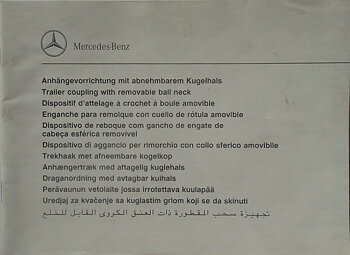 1992 Mercedes-Benz Draganordning förTyp 201, 126, 124, 129 och 140 Instruktionsbok