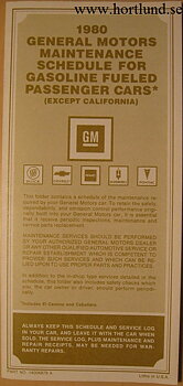 1980 GM Maintenance Schedule alla modeller