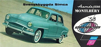 1958 Simca Aronde 1300 Montlhéry broschyr svensk