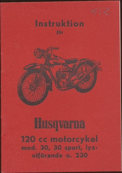 1952 Husqvarna modell  30 och 230 Instruktionsbok svensk 7-52