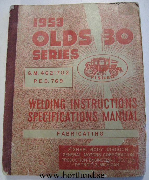 1953 Oldsmobile 30 Series Welding Specifications Manual