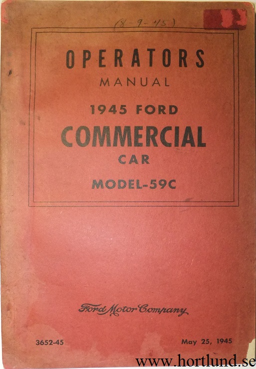 1945 Ford Pickup V8 Operators Manual