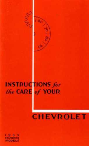 1935 Chevrolet Instructions and care Standard Passanger Models Nytryck