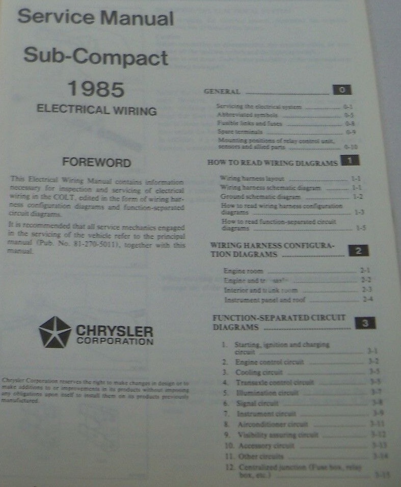 1985 Dodge Plymouth Colt Service Manual - 5