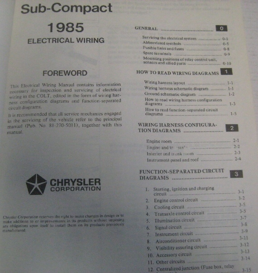 1985 Dodge Plymouth Colt Service Manual - 2