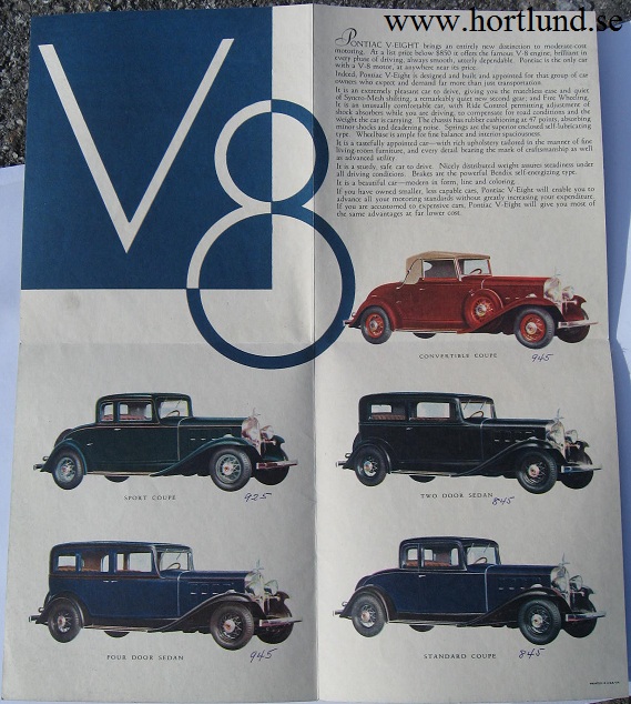 1932 Pontiac V8 broschyr - 2