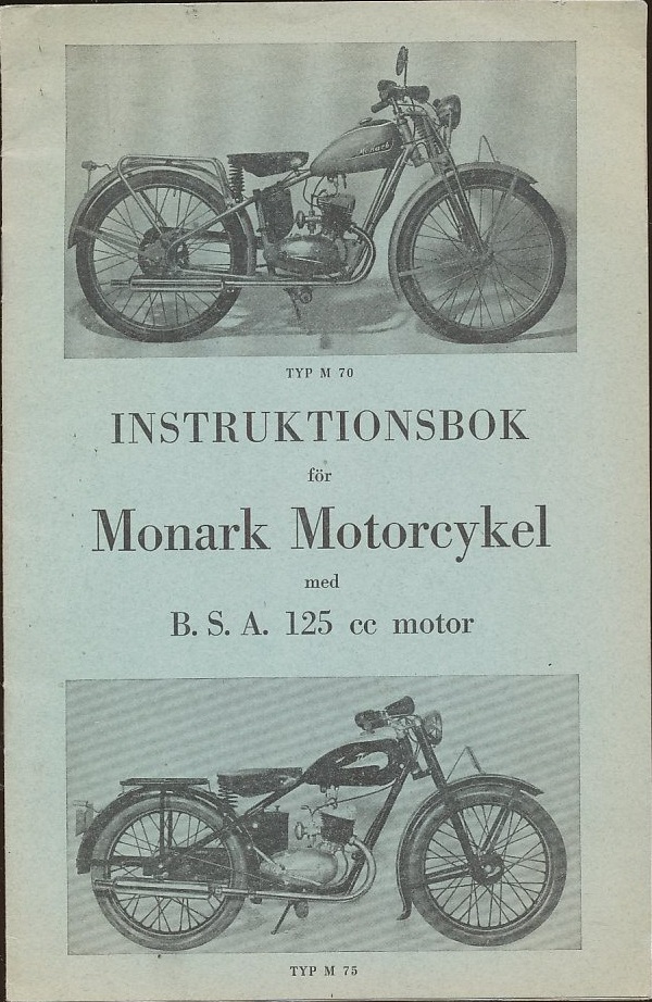 1948 Monark TYP M 70 och 75 Instruktionsbok svensk