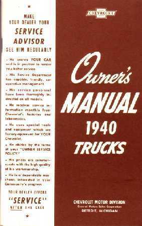 1940 Chevrolet Truck Owner's Manual