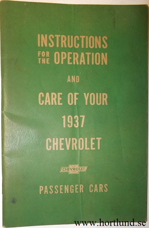 1937 Chevrolet Car Instructions and care