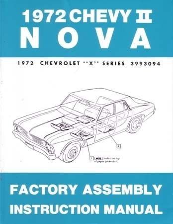 1972 Chevy II Nova Factory Assembly Instruction Manual