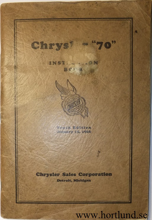 1926 Chrysler 70 Instruction Book original