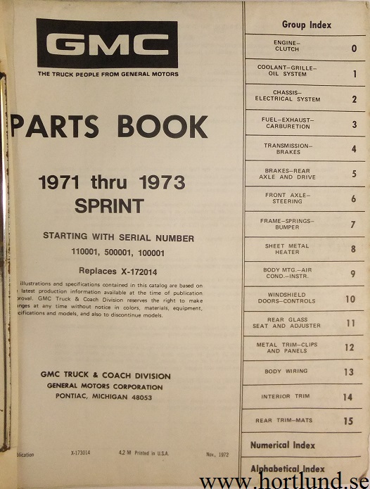 1971 - 1973 GMC Sprint Parts Book - 2
