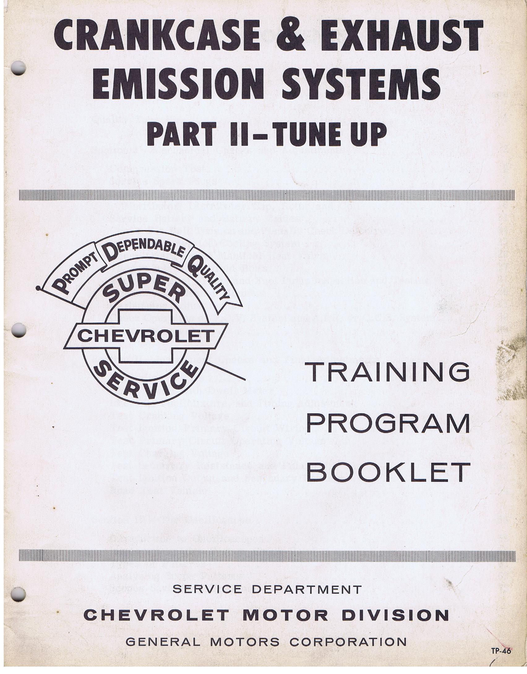 1968 Chevrolet Training Program Booklet Crankcase & Exhaust Emission Systems Part 2-system explanation