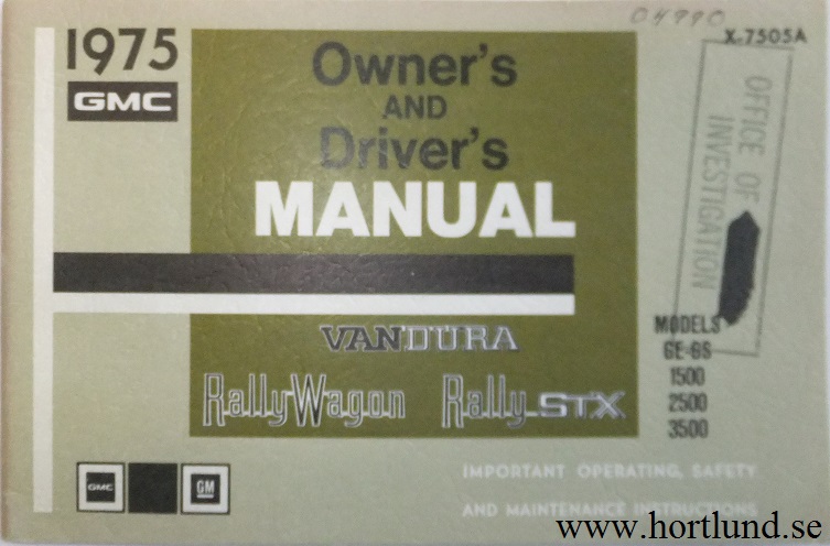 1975 GMC Van Owner's Manual