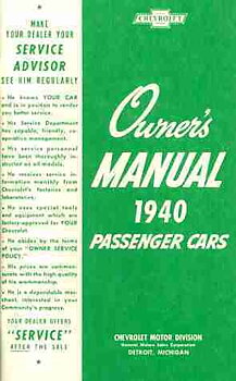 1940 Chevrolet Car Owner's Manual