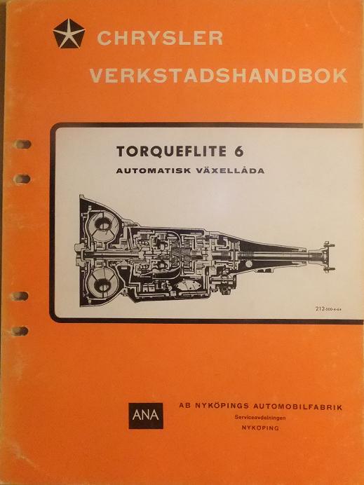 1964 Chrysler Verkstadshandbok Torqueflite 6 svensk original