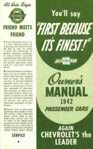 1942 Chevrolet Car Owner's Manual