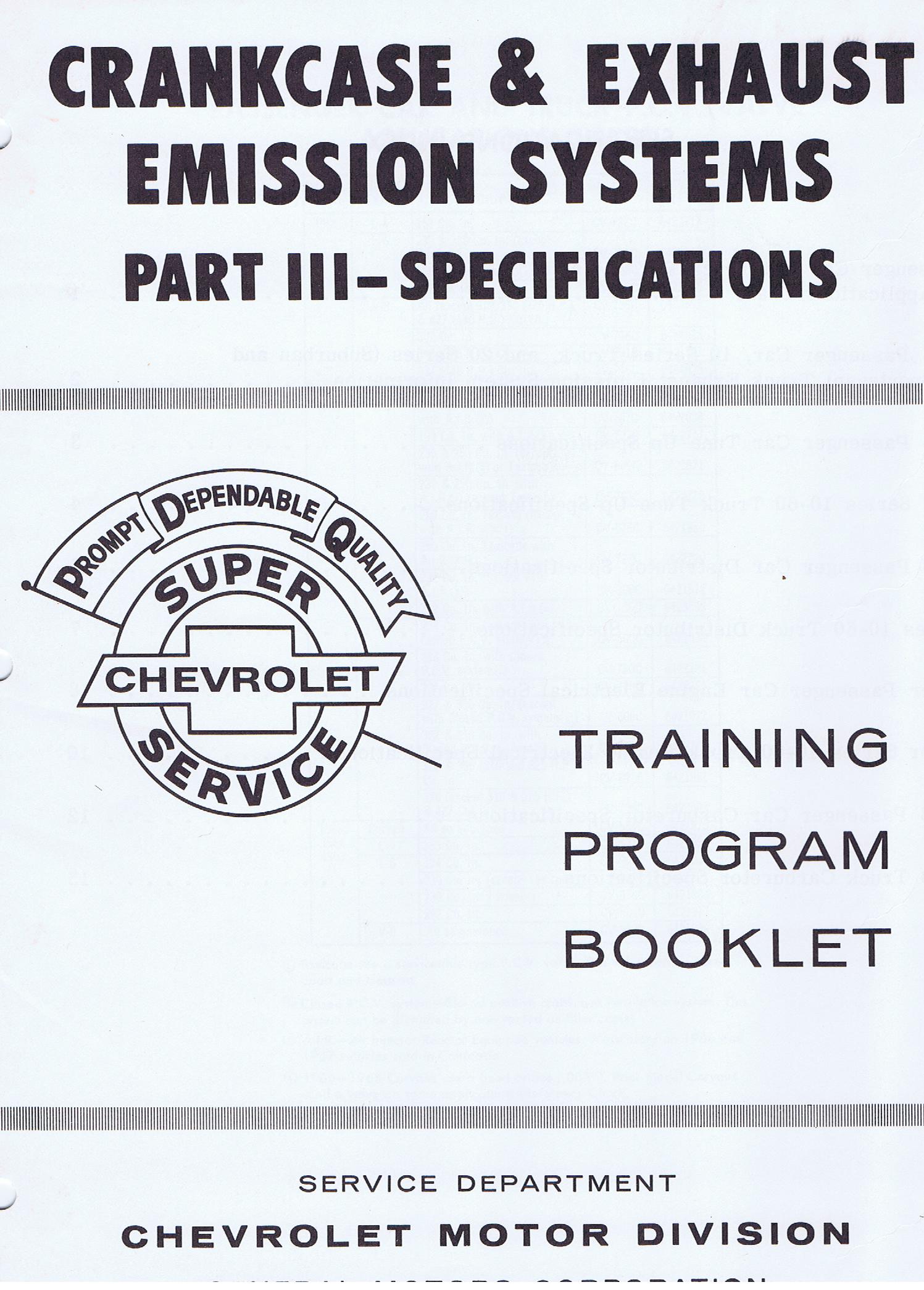 1968 Chevrolet Training Program Booklet Crankcase & Exhaust Emission Systems Part 3-system explanation