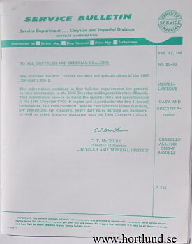 1960 Chrysler 300-F Service Manual