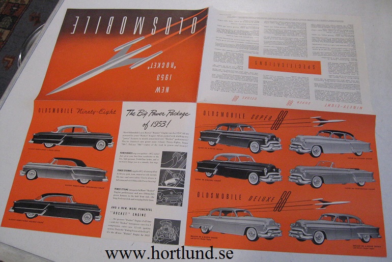 1953 Oldsmobile broschyr folder "New 1953 Rocket"