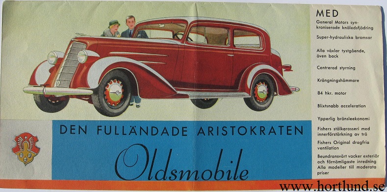 1934 Oldsmobile Svensk broschyr