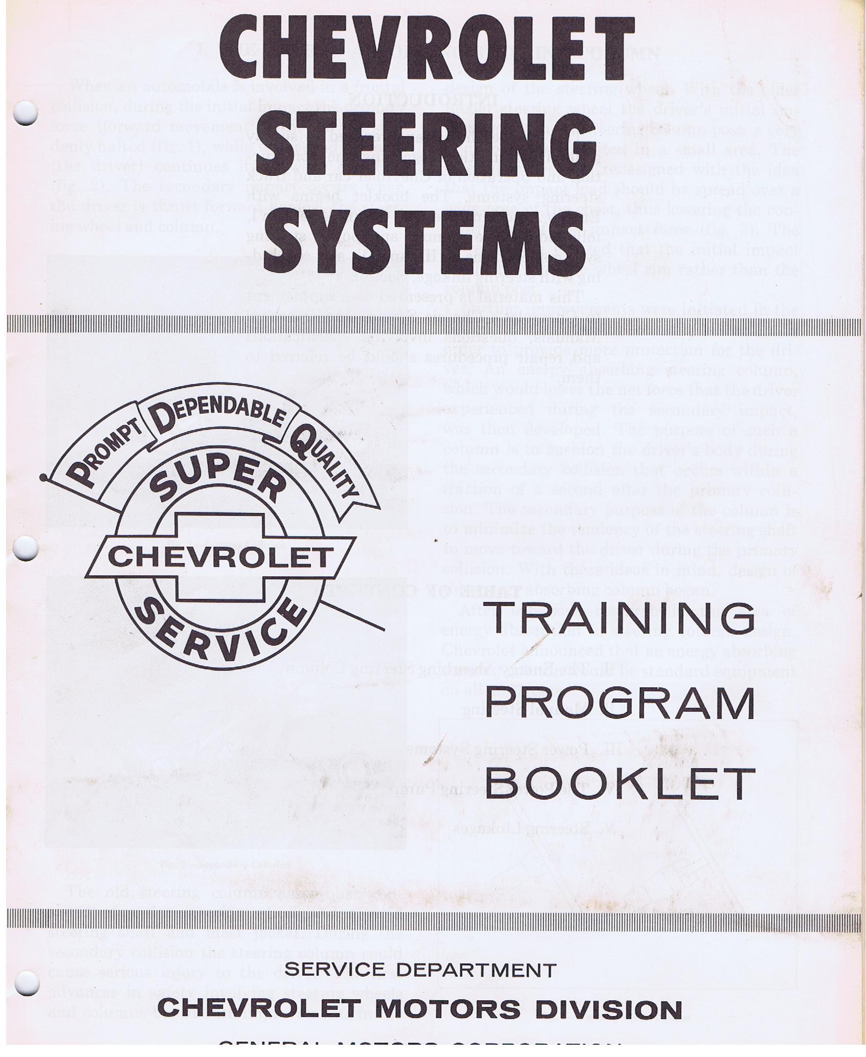 1968 Chevrolet Training Program Booklet Steering Systems
