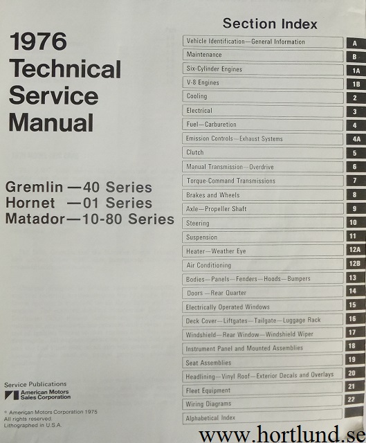 1976 AMC Technical Service Manual - 2