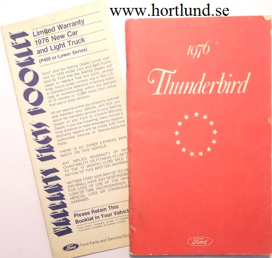 1976 Ford Thunderbird Owners Manual