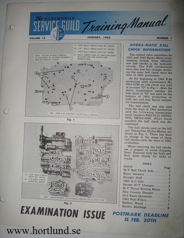 1962 Oldsmobile Service Guild Training Manual January 