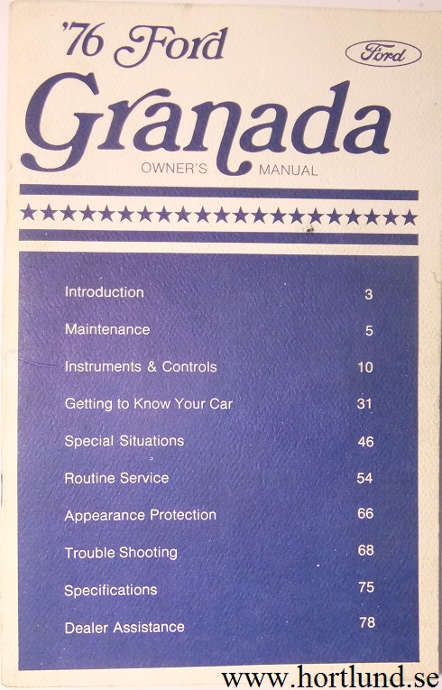 1976 Ford Granada Owners Manual