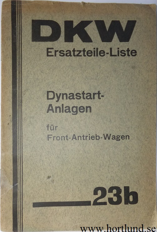 1933 DKW Dynastart-Anlagen Reservdelskatalog