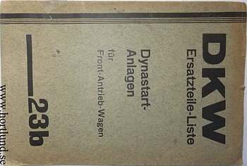 1933 DKW Dynastart-Anlagen Reservdelskatalog