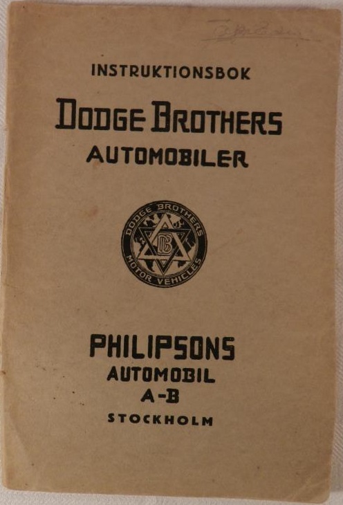 1922 Dodge Instruktionsbok svensk