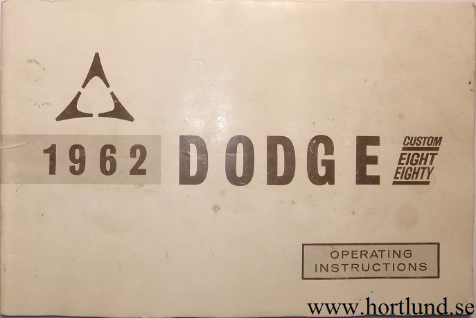 1962 Dodge 880 Instruktionsbok