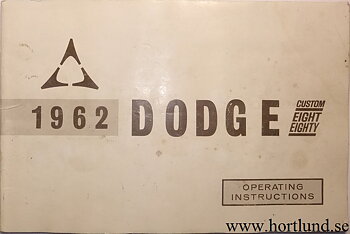 1962 Dodge 880 Instruktionsbok