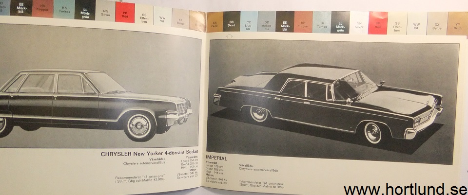 1965 Imperial, Chrysler, Plymouth, Valiant, Dodge och Dart Broschyr svensk - 4